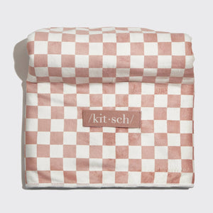 Extra Large Quick-Dry Hair Towel Wrap- Terracotta Checker