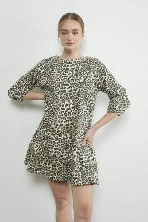 Not So Basic Leopard Print Drop Waist Dress