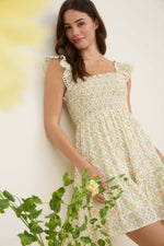 Garden Trellis Smocked Mini Dress