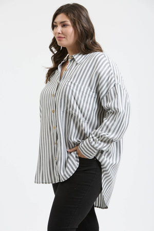 Plus Classic Stripe Button Down