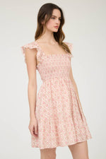 Garden Trellis Smocked Mini Dress