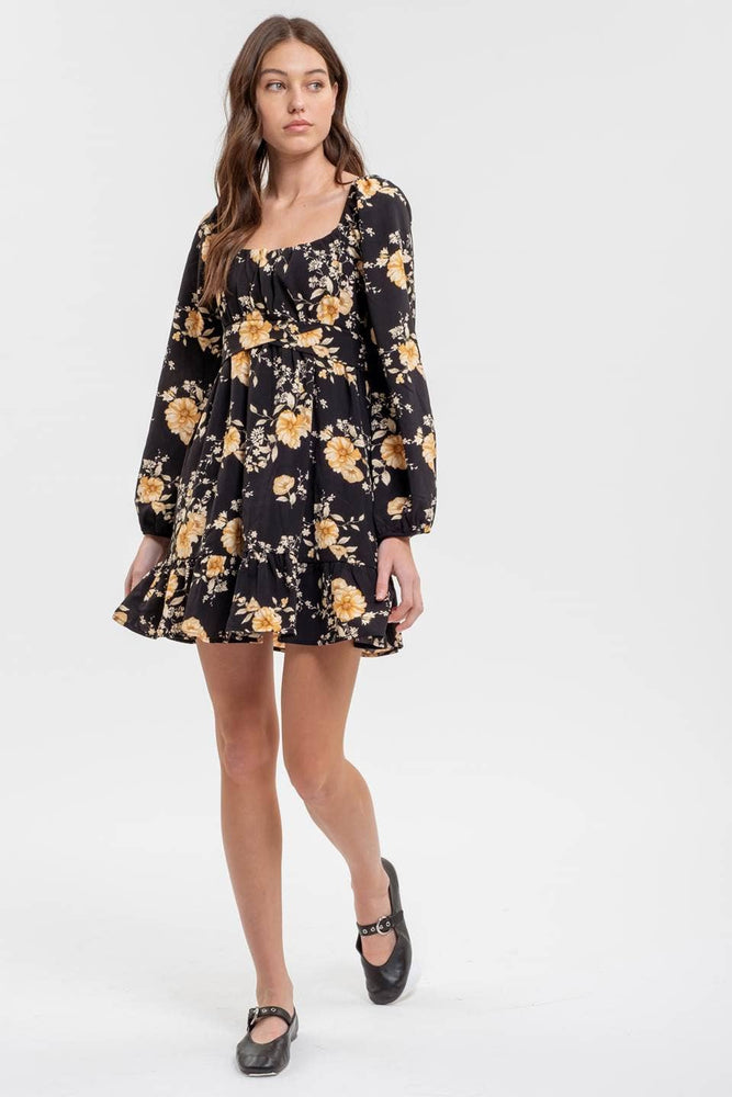 Send me Flowers Long Sleeve Mini Dress