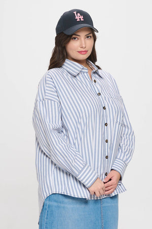 Plus Classic Stripe Button Down