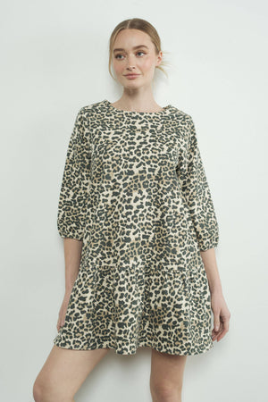 Not So Basic Leopard Print Drop Waist Dress