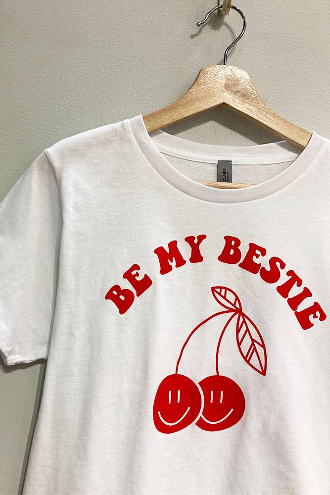 
                
                    Load image into Gallery viewer, Be My Bestie Cherry Graphic Cropped T Shirt
                
            