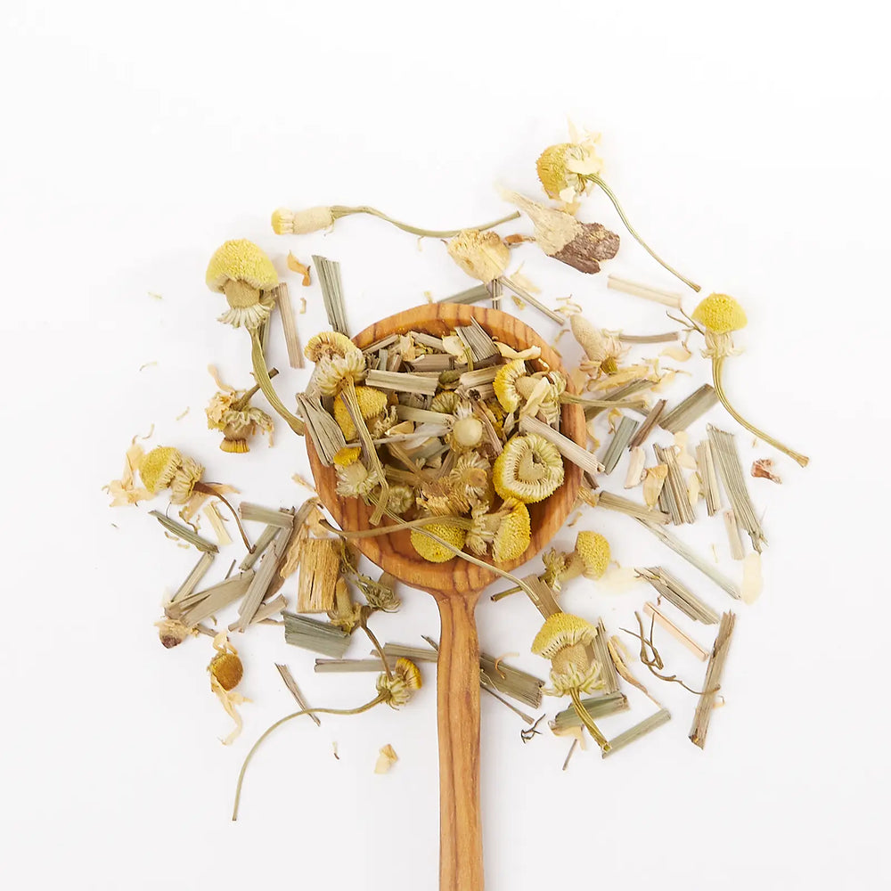 
                
                    Load image into Gallery viewer, Chamomile Dream Tin &amp;amp; Spoon - Organic, Fair-Trade Herbal Tea
                
            